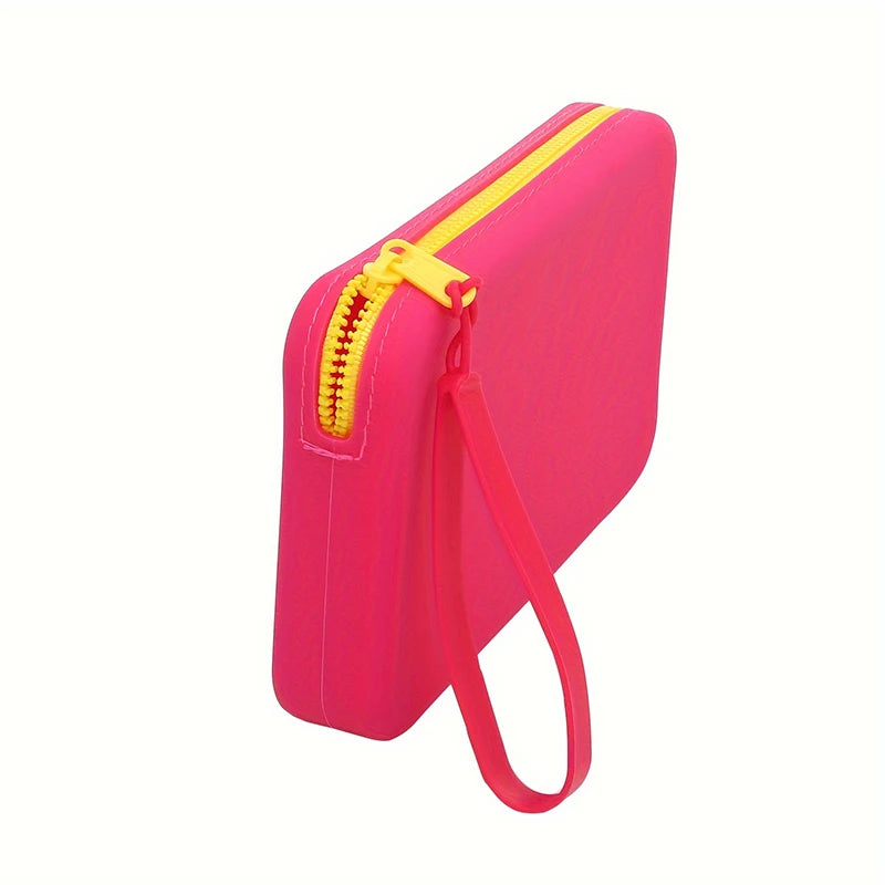 Square Silicone Storage Bag, Portable Travel Cosmetics and Toiletries Bag, Multifunctional Waterproof Cosmetic Bag with Zipper