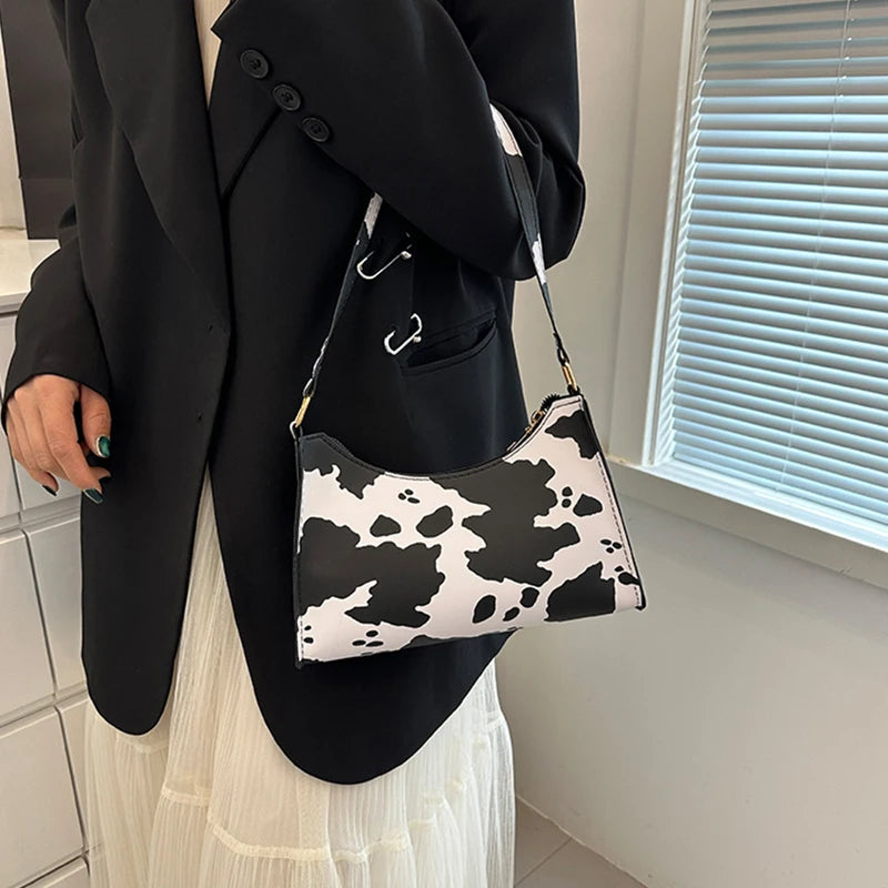 Fashion Zebra Leopard Print Women Handbag PU Leather Underarm Shoulder Bags Female Daily Totes Purse