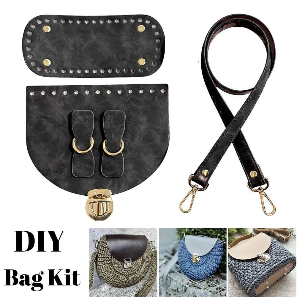 Hot Sale 1Set Accessories For Handbags 5pcs Diy Crochet Bag Kit Handmade Bag Bottom New Diy Leather Bag Strap For Making Bags