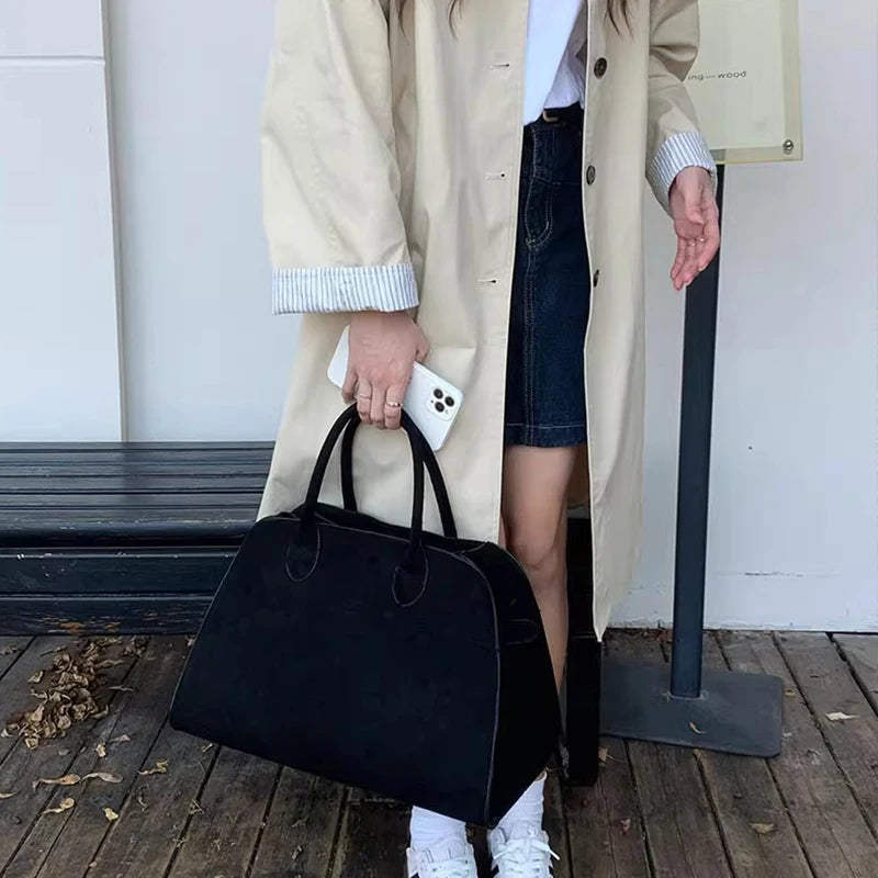 Suede Tote Bag High Quality Designer Luxury Boston Large Handbag Winter Vintage Women's Shoulder Bags