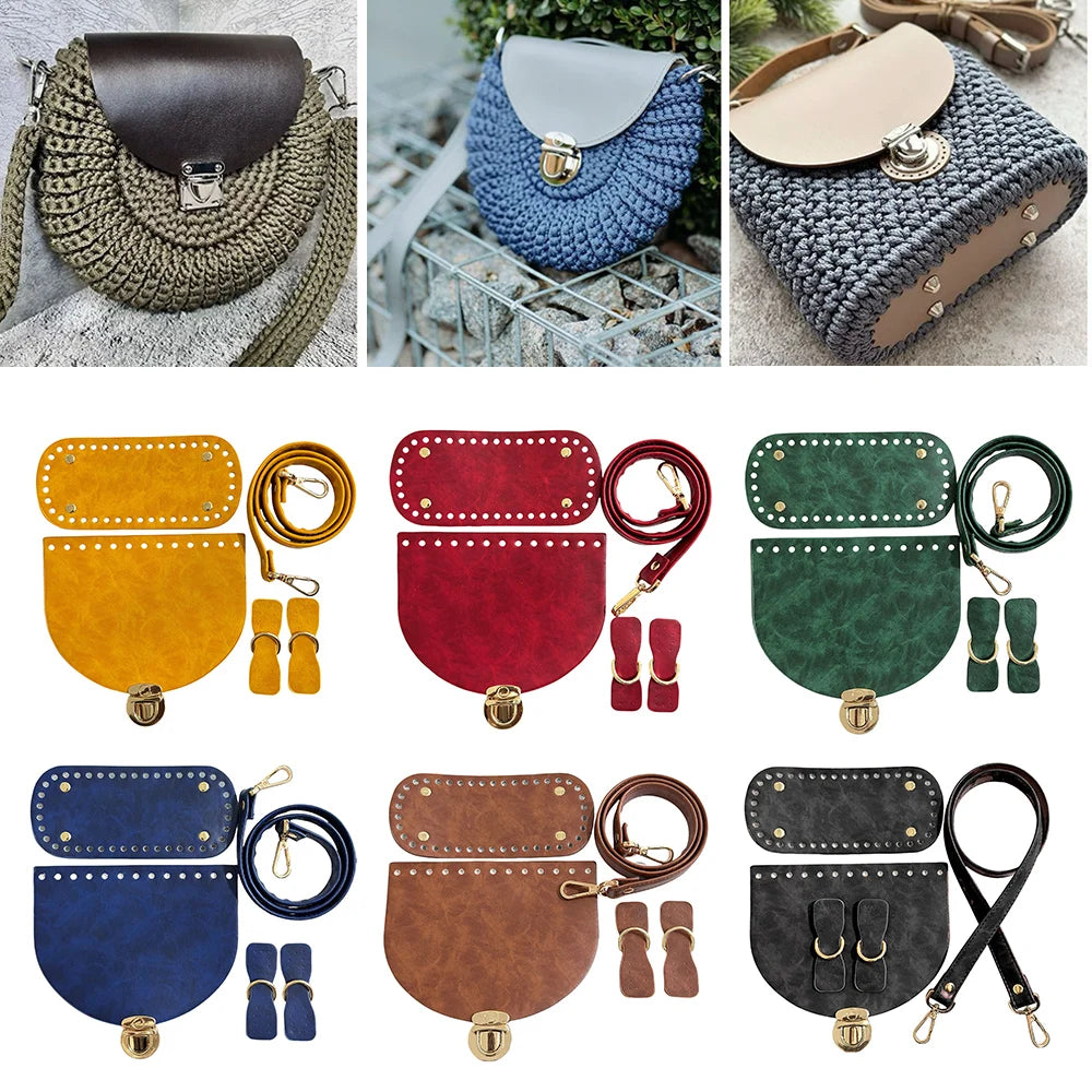 Hot Sale 1Set Accessories For Handbags 5pcs Diy Crochet Bag Kit Handmade Bag Bottom New Diy Leather Bag Strap For Making Bags
