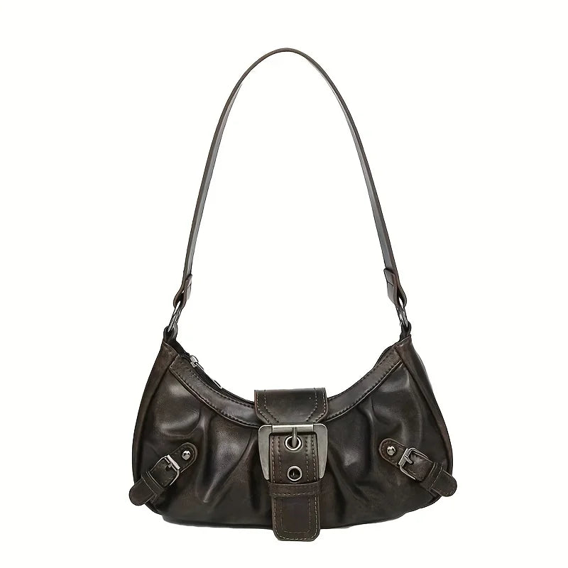 Y2K Retro Handbag Women's Bag, Stylish Fold Leather Shoulder Armpit Bag, Chic Retro Handbags Purse, Temperament Woman Tote Bag