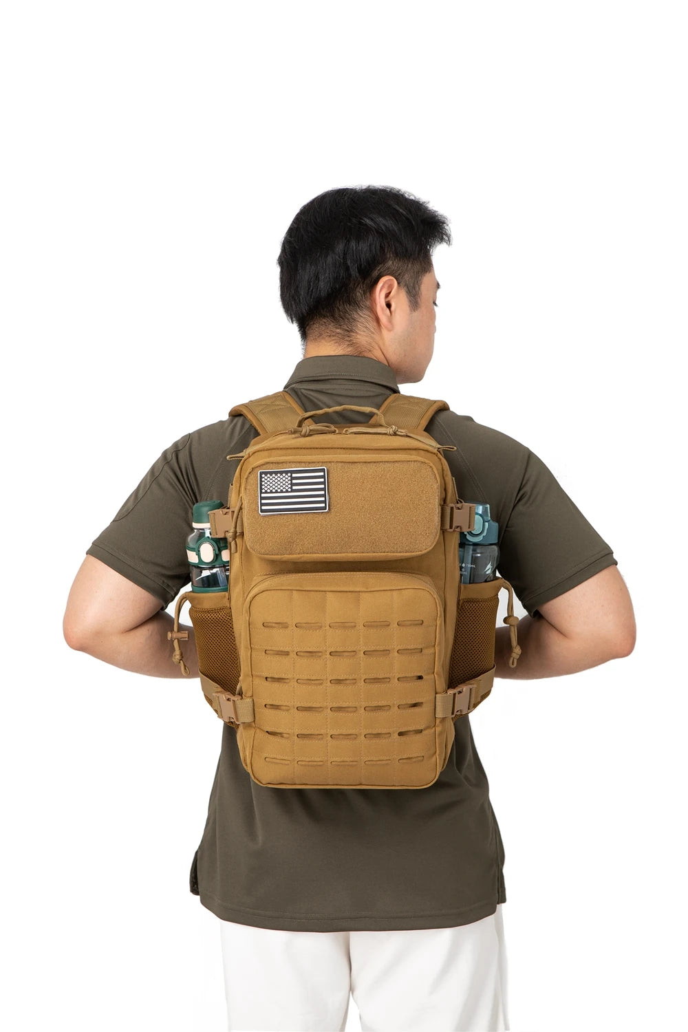25L Tactical Backpack for Men and Women Survival Assault Pack Bag Hiking Small School Outdoor Rucksack with Bottle Holder
