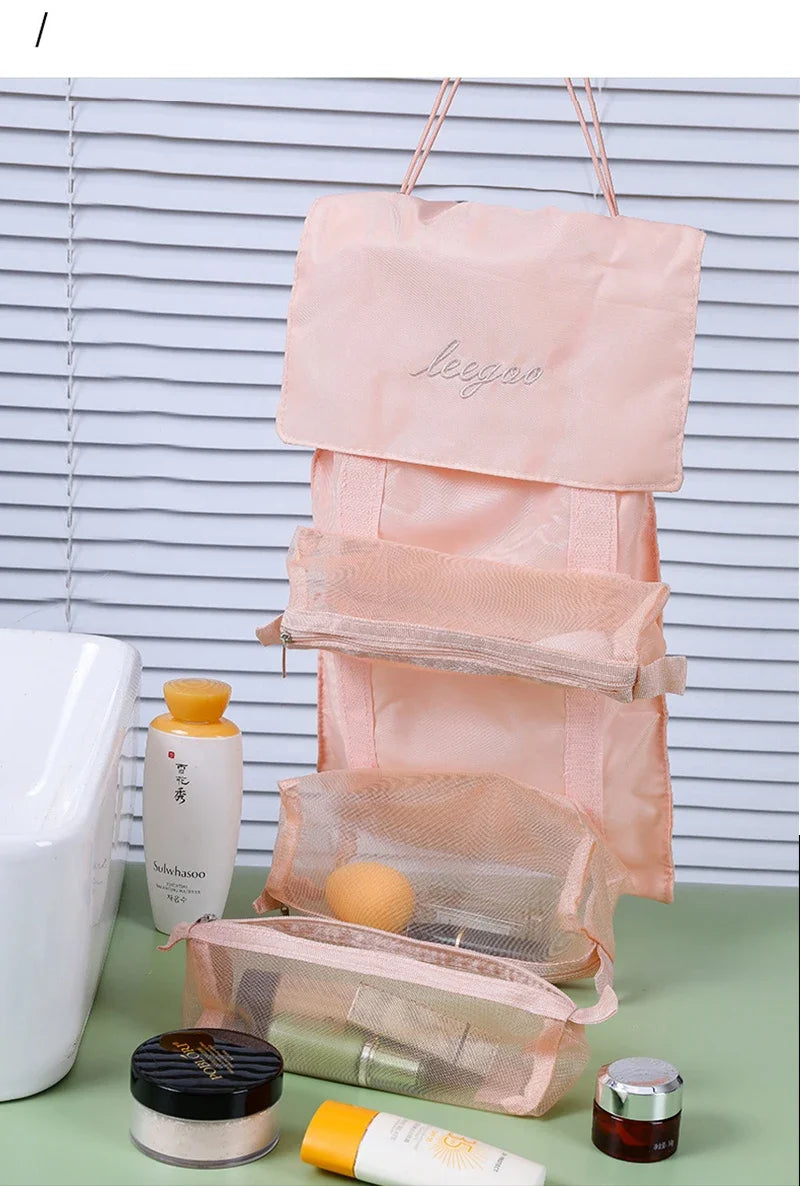4in1 Detachable Makeup Bag Organizer Organizer  Storage Bag Separation Travel Storage Organizers Folding Portable Wash Bag