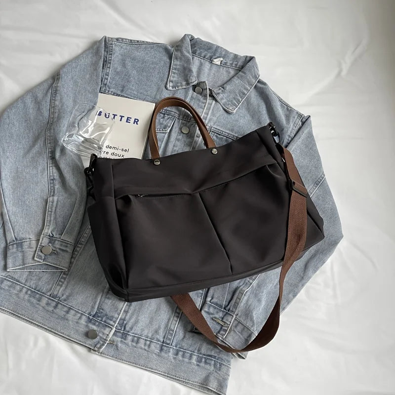 Spacious Nylon Tote Bag for Women Stylish Shoulder Crossbody Bag, Perfect for Casual Outings, Travel, Business, Fitness Shopping