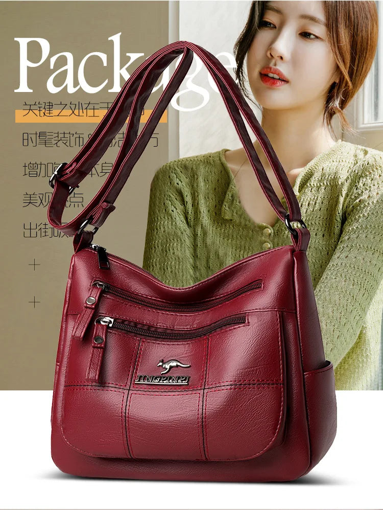 Solid Color PU Leather Single Shoulder Bag, Multi Compartment Pocket Daily Women's Cross Body Bags, Large Capacity Women's Bag.