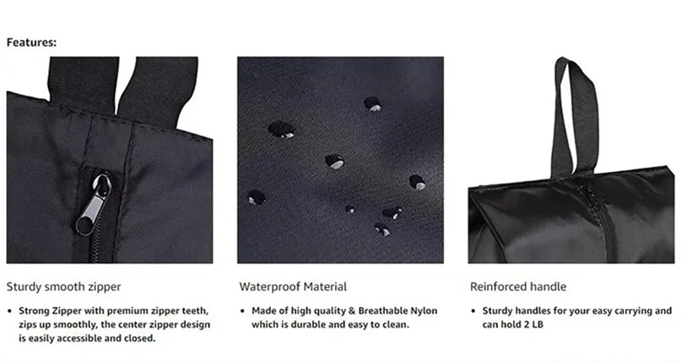 Portable Nylon Travel Shoe Bags with Zipper Closure for Men and Women Waterproof Shoe Organize Storage Bags Makeup Laundry Bag
