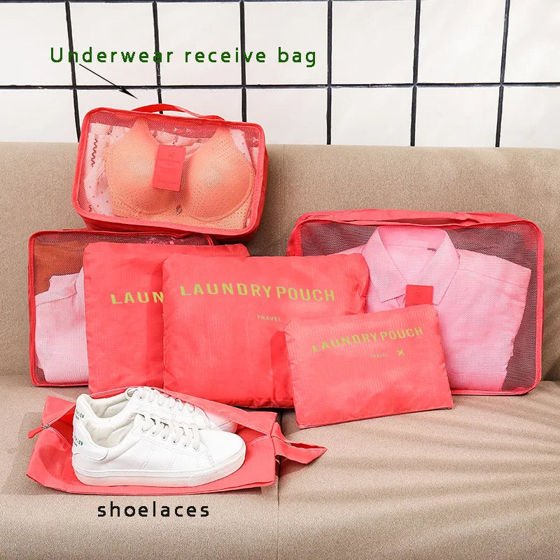 6-piece Large Size Travel Organizer Portable Suitcase Organizer Clothes Shoes Makeup Bag Luggage Organizer Travel Storage Bag