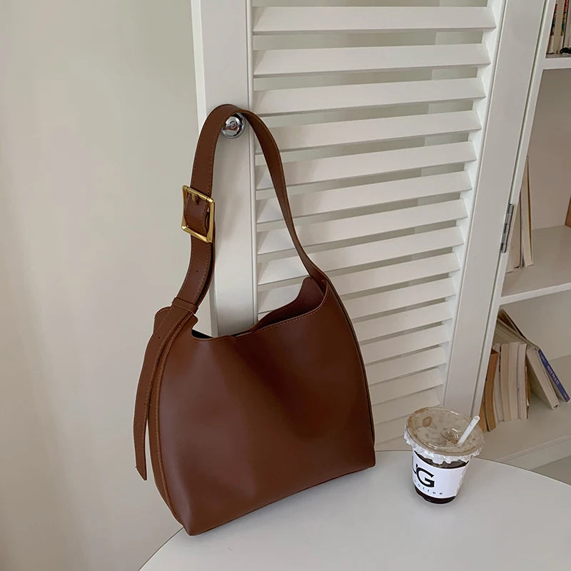 1Pcs All-Match Women Shoulder Bag Solid Fashion Handbag Crossbody Bag Women's Minimalist PU Leather Bag For Work