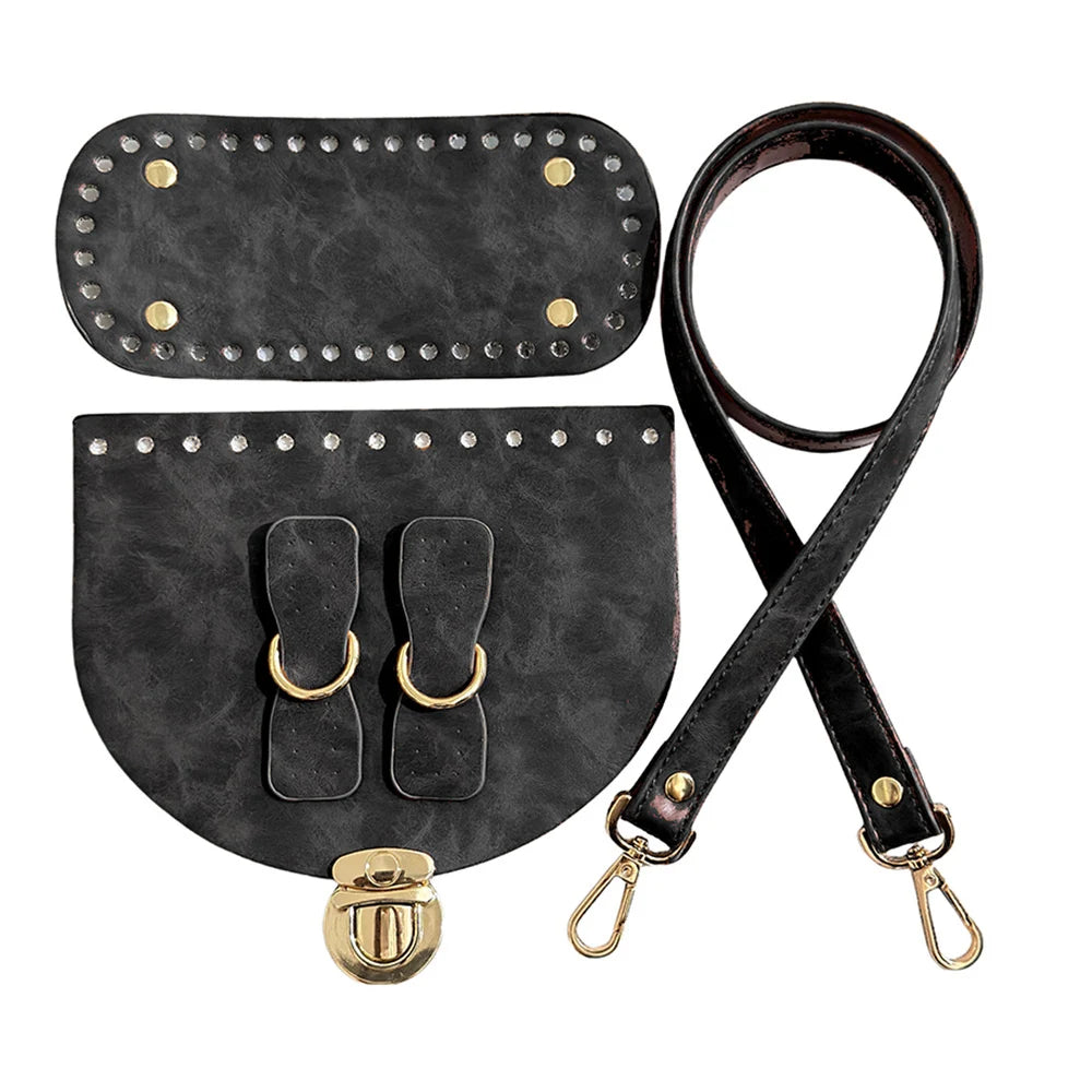 Hot Sale 1Set Accessories For Handbags 5pcs Diy Crochet Bag Kit Handmade Bag Bottom New Diy Leather Bag Strap For Making Bags