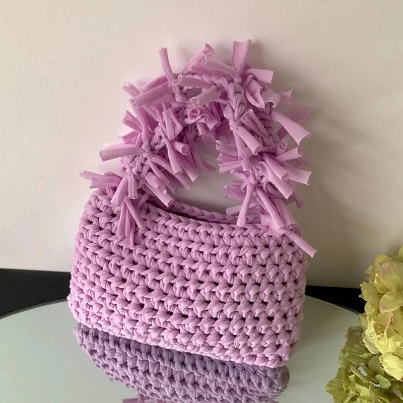 Spring And Summer Handwoven Women's Handheld Bag Leisure Small Fresh Hollow Out Small Design Holiday Bag