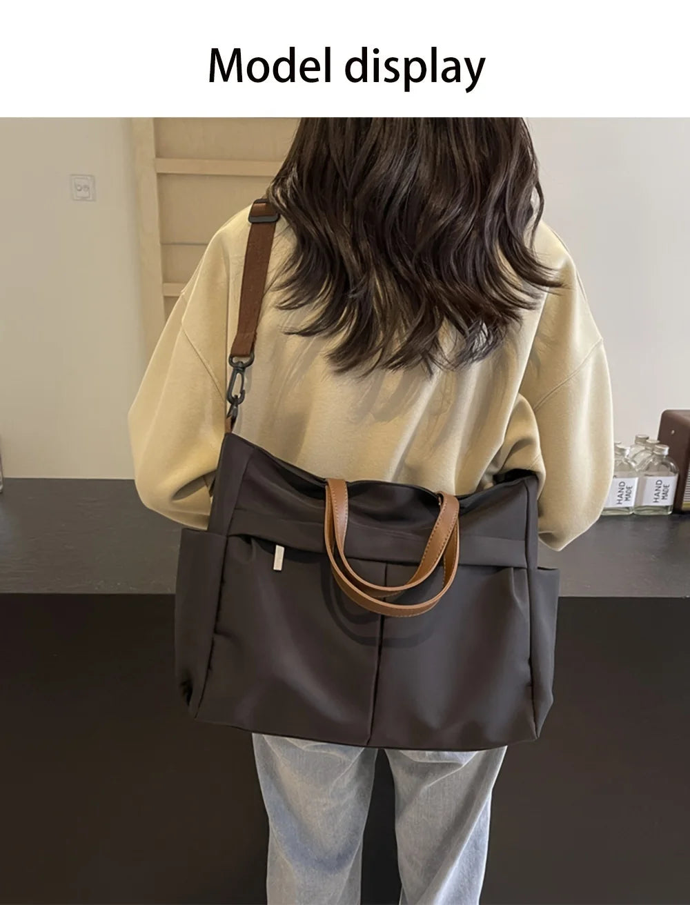 Spacious Nylon Tote Bag for Women Stylish Shoulder Crossbody Bag, Perfect for Casual Outings, Travel, Business, Fitness Shopping