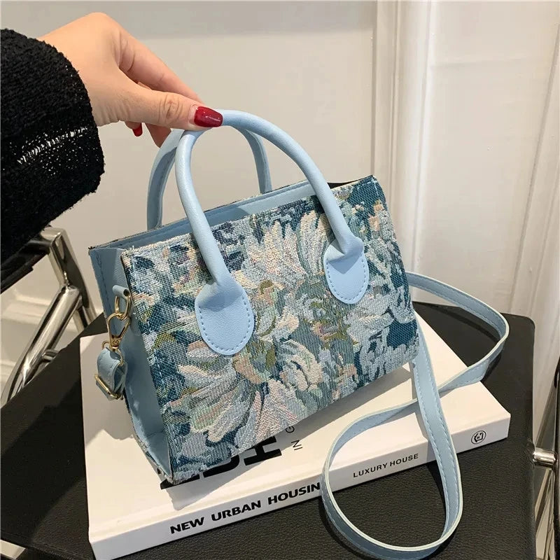 Luxury Design Mini Handbags Women's Totes Fashion Ladies Large Capacity Monet's Garden Oil Painting Canvas Shoulder Shopper Bag