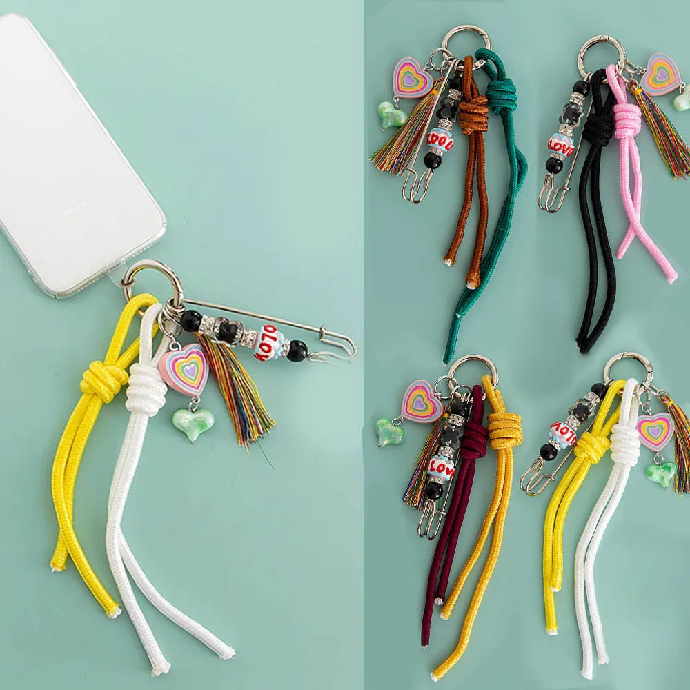 Hot Fashion Creative Key Pendant Colorful Rope Bag Accessories Charms Y2K Keychain Women Handbag Hanging Decoration Bag Pendant