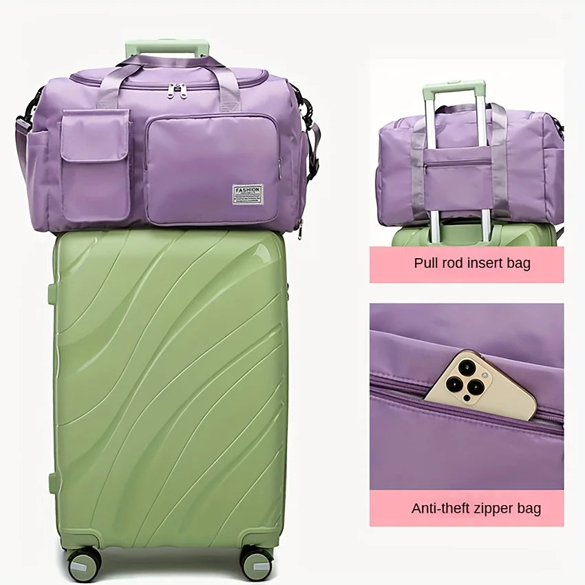 Nylon Travel Gym Bag with Shoe Compartment Dry Wet Separation, Organizer Pockets, Sports Bag for Women/Men, Student Essentials