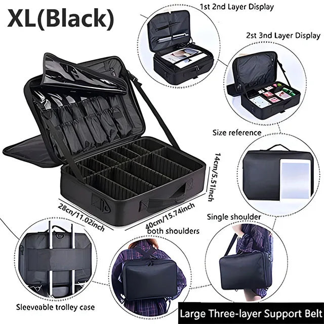 Large Capacity Cosmetic Case Waterproof Manicure Makeup Toolbox,Makeup Bag For Travel New Professional Tattoo Tool Makeup Case