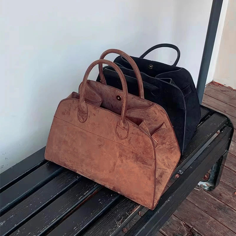 Suede Tote Bag High Quality Designer Luxury Boston Large Handbag Winter Vintage Women's Shoulder Bags