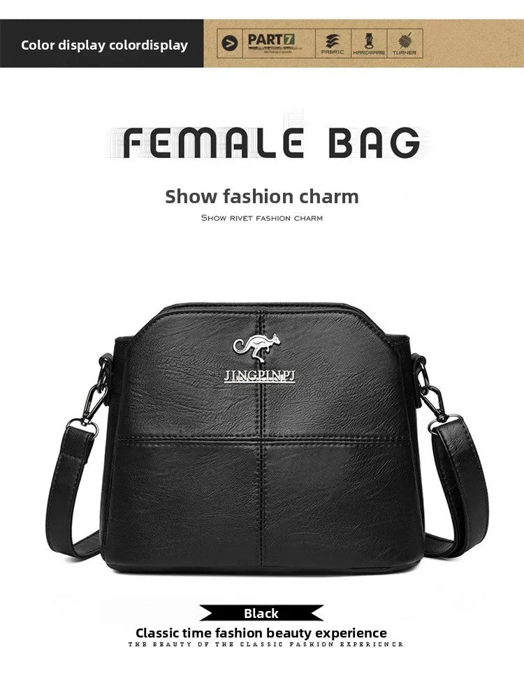 Fashionable Three Interlayer Synthetic Leather Crossbody Bag with Polyester Lining, Stylish Square Single Shoulder Bag for Women