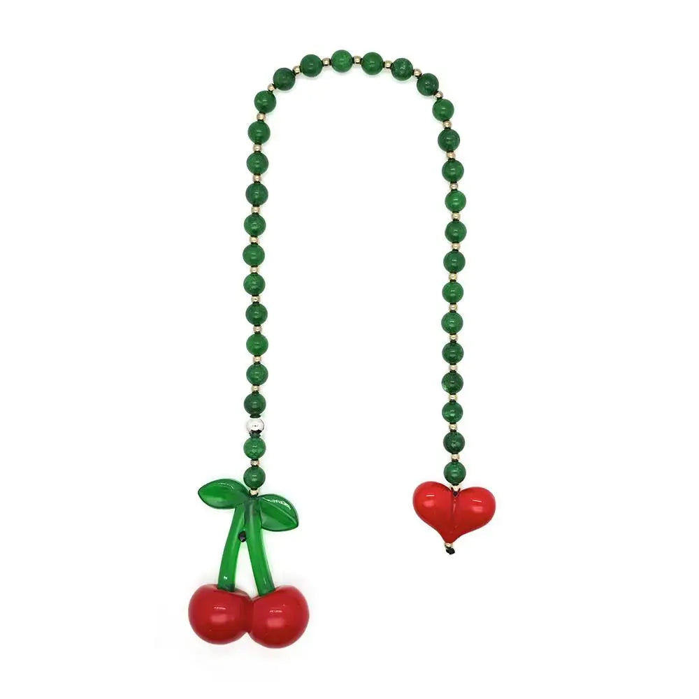 2025 Bag Charms Beads Chains Girl's Bag Pendant Lady Jewelry Big Cherry Love Heart Keychains Y2K Accesories Women Bag Hangers