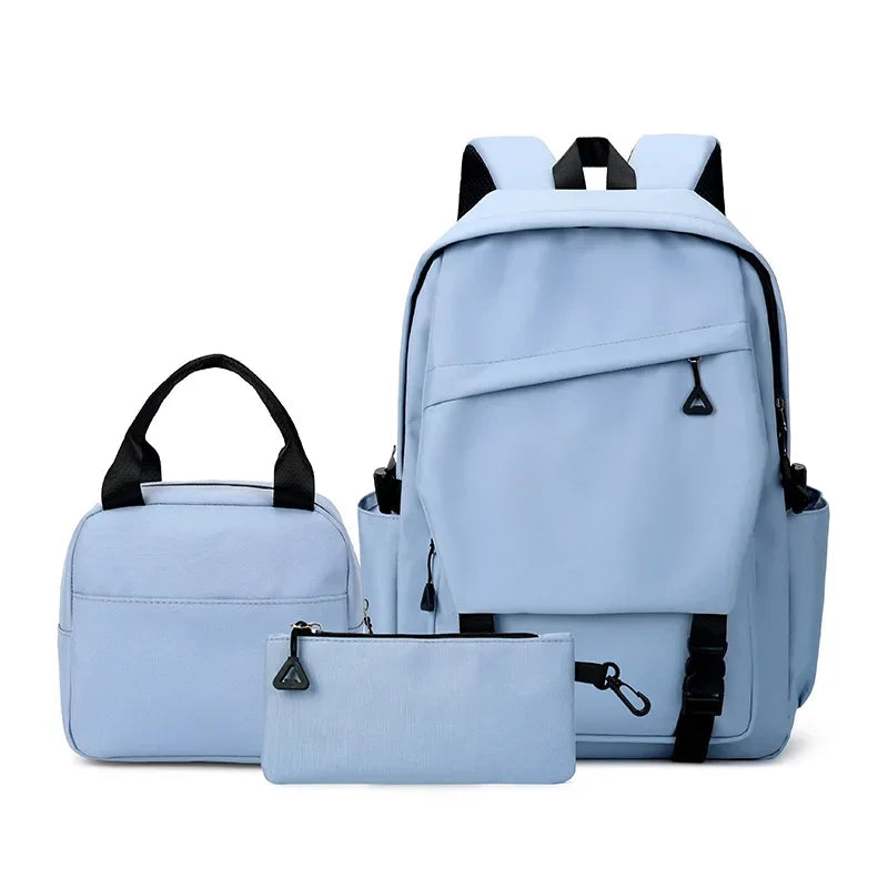 3pcs/set Campus Student Backpack, Boys Girls School Bags for Teen Men Women Tote Bag Clutch Pocket, Nylon Backpacks Travel Bag