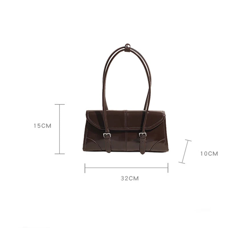 High End Burgundy Oil Wax PU Leather Underarm Bag Elegant Women's Magnetic Buckle Shoulder Bag Commuter Versatile Ladies Tote Ba