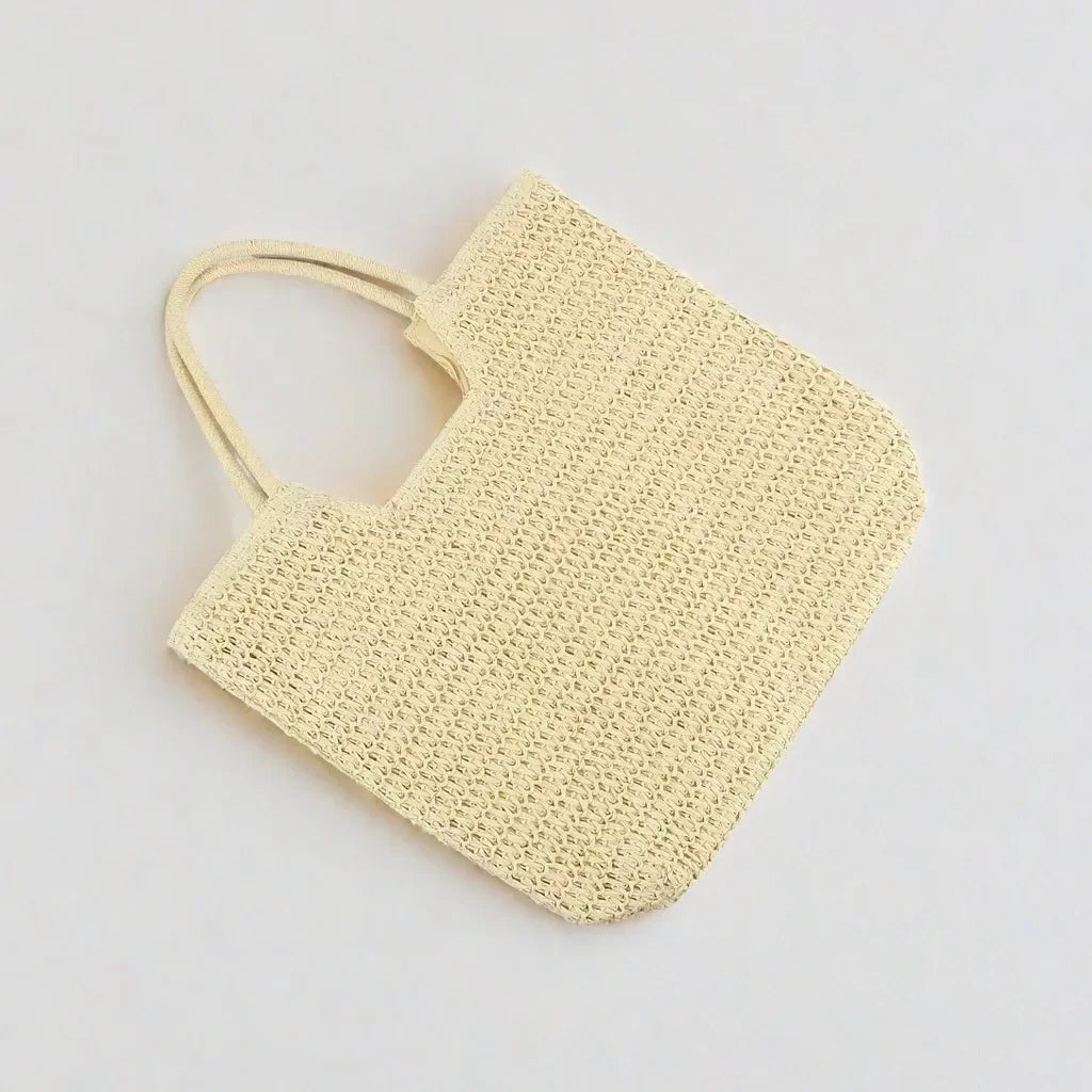 Straw Woven Tote Bag Large Capacity Shoulder Bag Versatile Knit Handbag Storage Bags For Women Stylish Vacation Beach Shopping