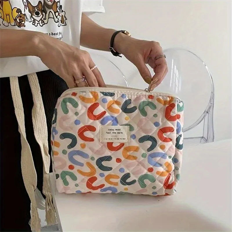 Colorful Aesthetic Pattern Clutch Storage Pouch, Zipper Lightweight Makeup Bag, Versatile Cosmetic Bag