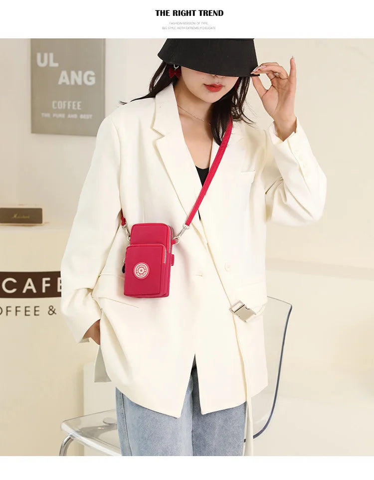 Sports Arm Bag, Women Mobile Phone Bag Running Messenger Purse Wallet, Women's Shoulder Cross Body Bags Multi Layer Zipper Pouch