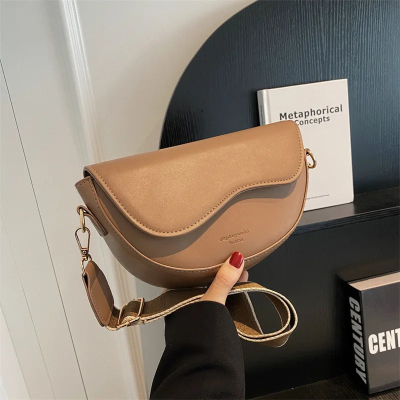 Vintage Saddle Crossbody Bag PU Leather Women's Luxury Design Small Handbag and Purse Ladies Travel Shoulder Messenger Bag Purse