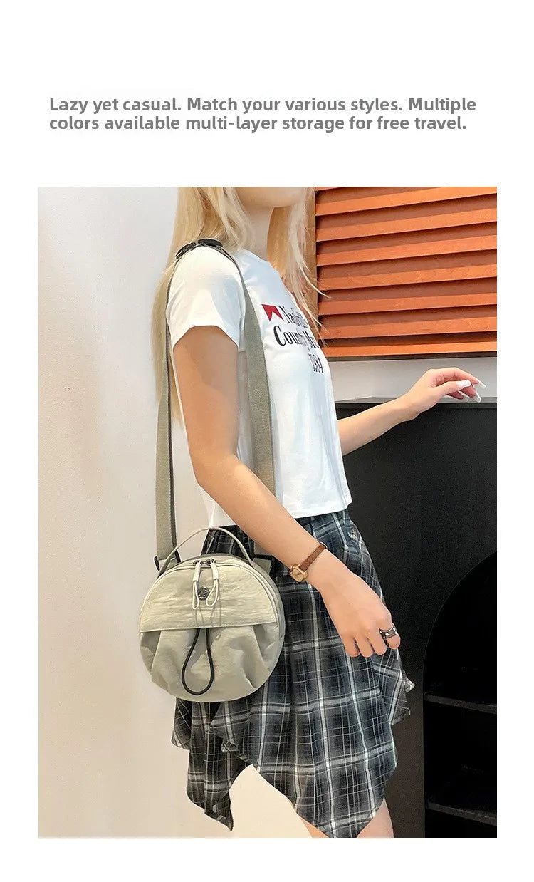 Thickened Waterproof Round Handbag, Single Shoulder Messenger Bag, Versatile Fashion Cross Body Phone Purse Pouch for Going Out