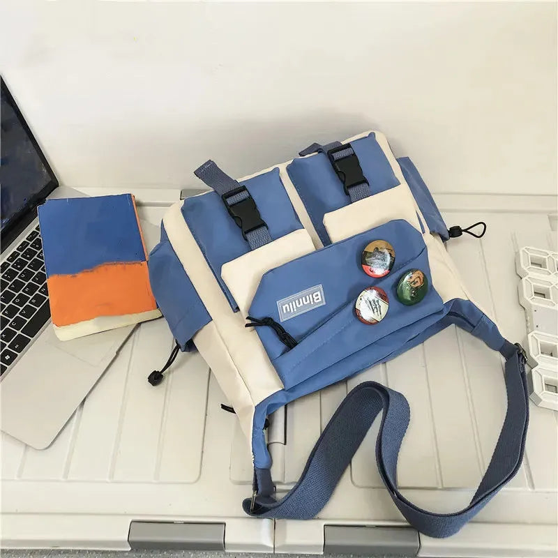 Preppy Casual Nylon Crossbody Bag For Men And Women Teenager Messenger Bag, Outdoor Student Commuter Shoulder Bag For Daily Use