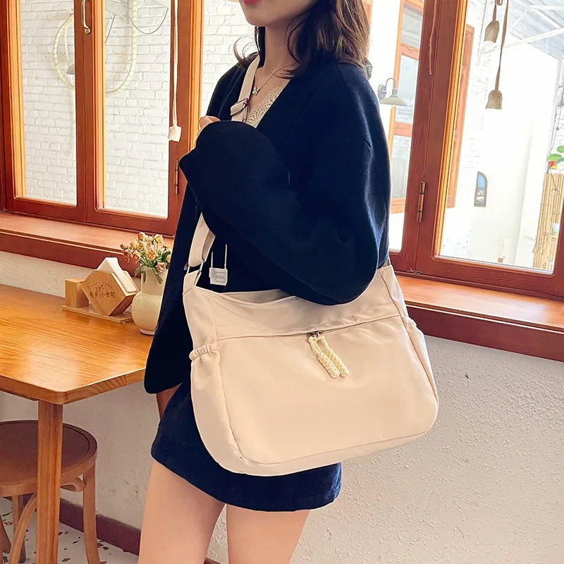 Double Sided Pocket Canvas Bag, Nylon Underarm Shoulder Bag, Fashionable Messenger Bags for Women's Daily Use Work Travel Outing
