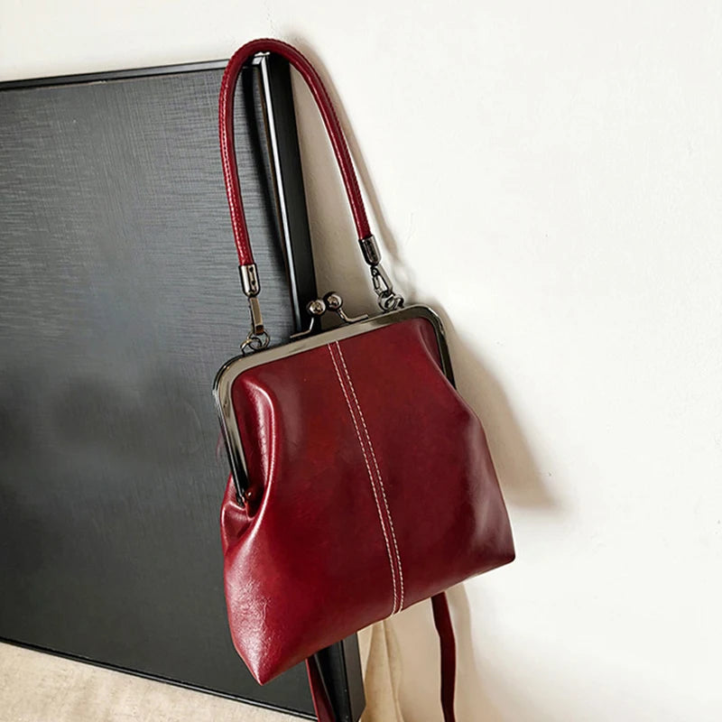 New Fashion Vintage Soft Leather Cosmetic Bag Purse Women's Handbag Crossbody Shoulder Bags Evening Party Totes Makeup Wallet