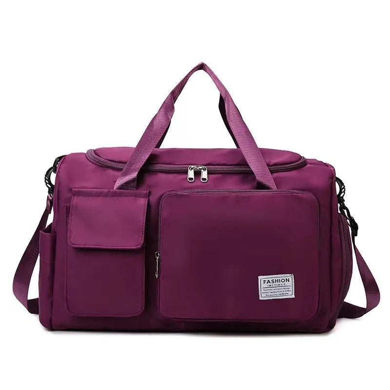 Nylon Travel Gym Bag with Shoe Compartment Dry Wet Separation, Organizer Pockets, Sports Bag for Women/Men, Student Essentials