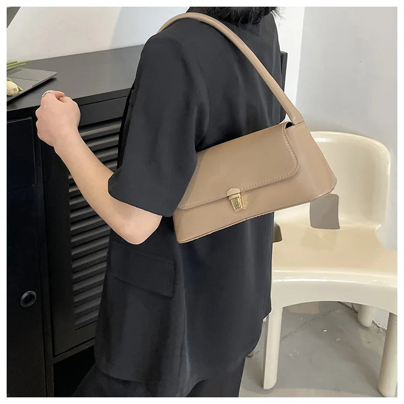Women's Shoulder Bag Handbag Retro Underarm Bag Fashion Simple Solid Color New Hand Shoulder Bag