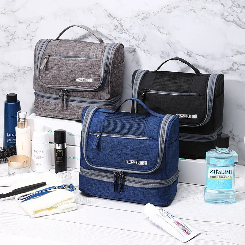 Portable Toiletry Washbag with Hanging Hook Waterproof Women Bathroom Cosmetic Storage Bag Large Capacity Travel Men Makeup Case