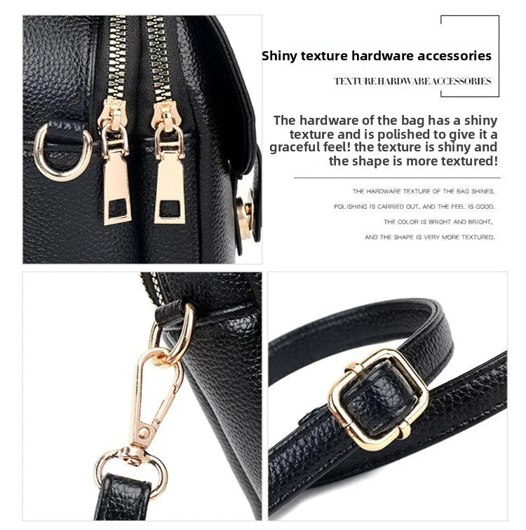 Mini Multifunctional Leather Shoulder Bag for Cellphone/Sport Cross Bags with Headphone Jack, Multi Layer Women's Bag with Cover