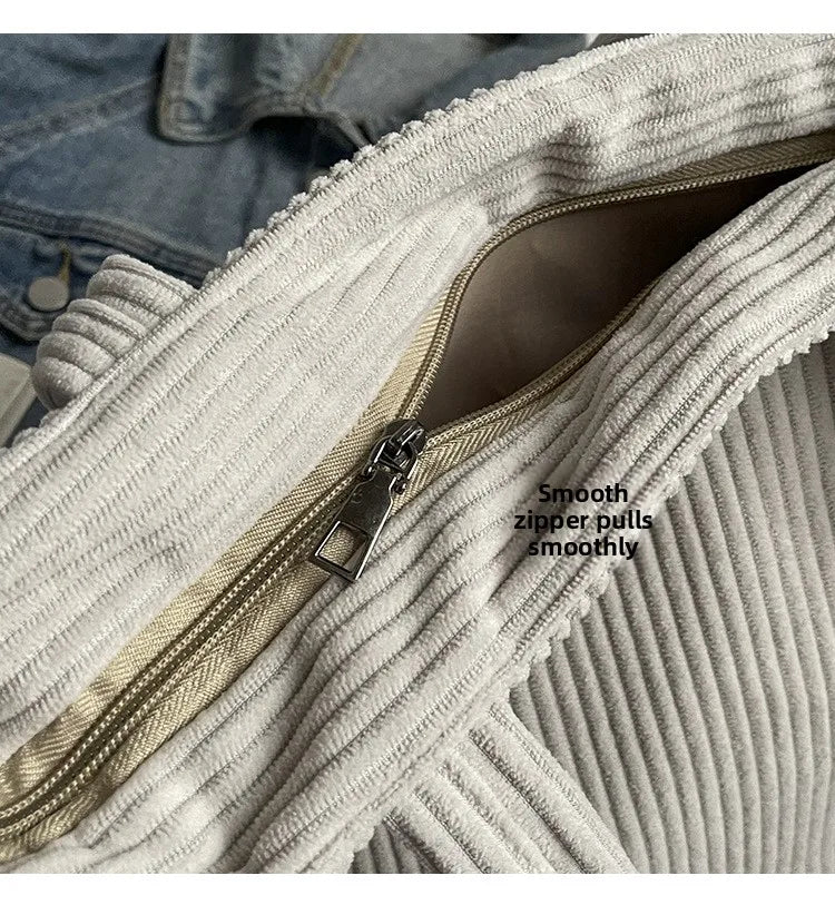 Autumn Winter Corduroy Tote Bag Korean Version Simple Handbag Women Large Capacity Versatile Casual Student Shoulder Bag Ita Bag