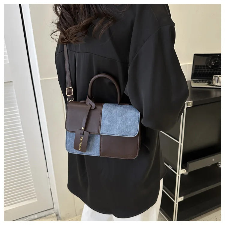 Fashionable PU Leather Handbag Women for Commuting, Stylish Single Color Blocking Handbags Shoulder Bag, Daily Outfit Tote Bag