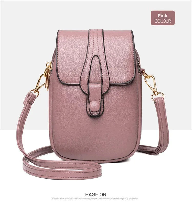 Mini Multifunctional Leather Shoulder Bag for Cellphone/Sport Cross Bags with Headphone Jack, Multi Layer Women's Bag with Cover