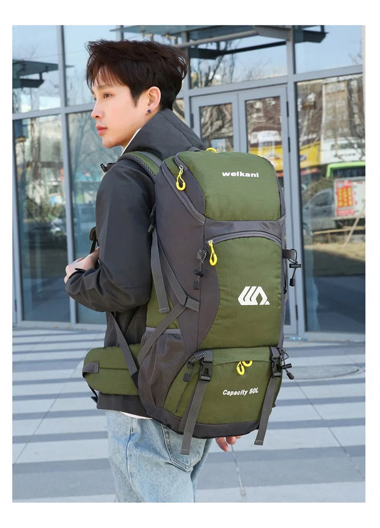 Outdoor Hiking Backpack 50L Camping Travel Bag Oxford Cloth Double Shoulder Large Capacity Multi-Functional Outdoor Sports Bag