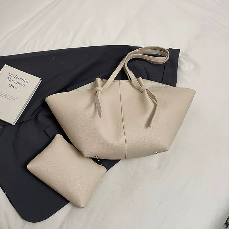Brand Designer Bucket Shoulder Bags For Women Soft PU Leather Big Capacity Shopper Tote Set Luxury Designer Handbags