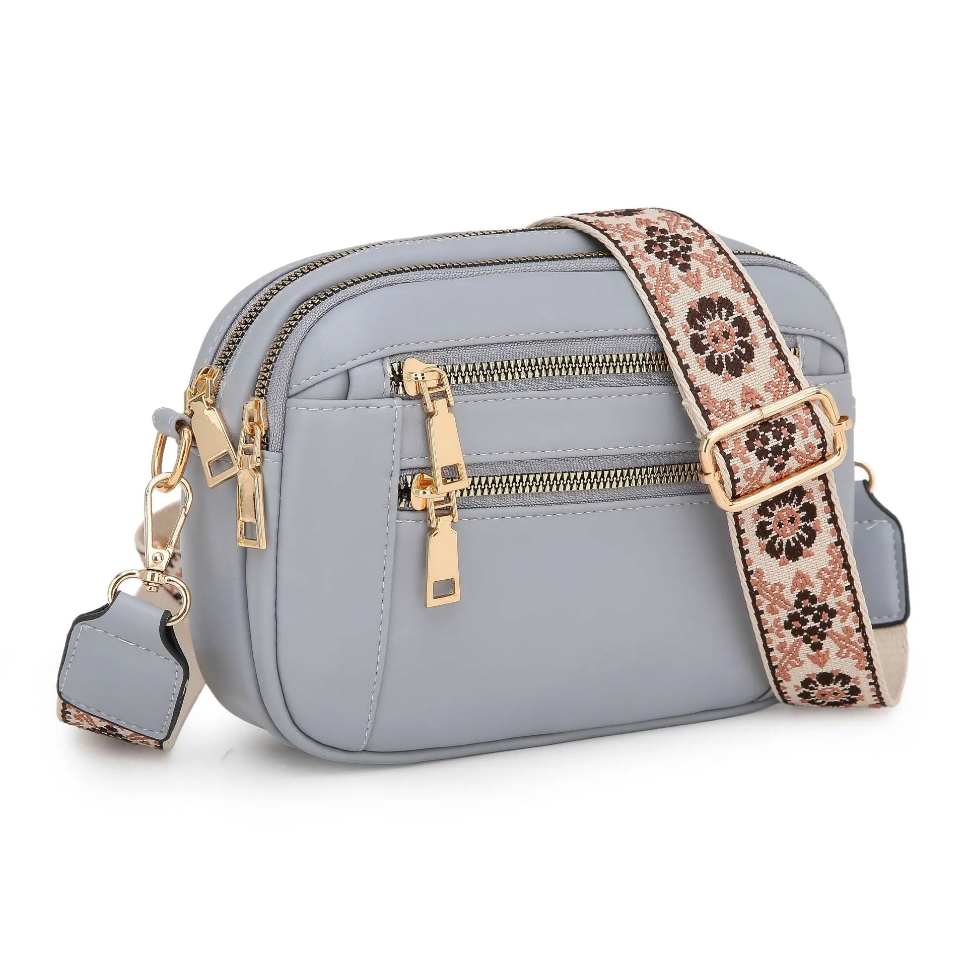 Stylish Wide Shoulder Strap Leather Crossbody Bag States Color Matching Zipper Small Square Shoulder Bag Suitable for Daily Use