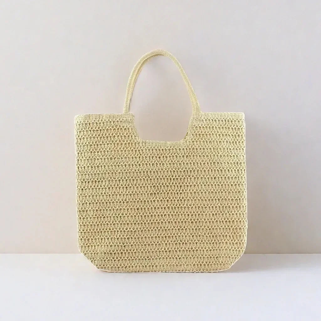 Straw Woven Tote Bag Large Capacity Shoulder Bag Versatile Knit Handbag Storage Bags For Women Stylish Vacation Beach Shopping
