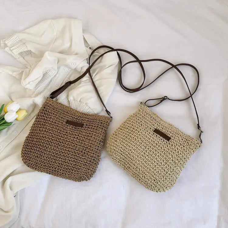 Ladies Fashion Summer Straw Crossbody Bag Women Beach Holiday Shopping Woven Shoulder Handbag Messenger Purses For Women Bags