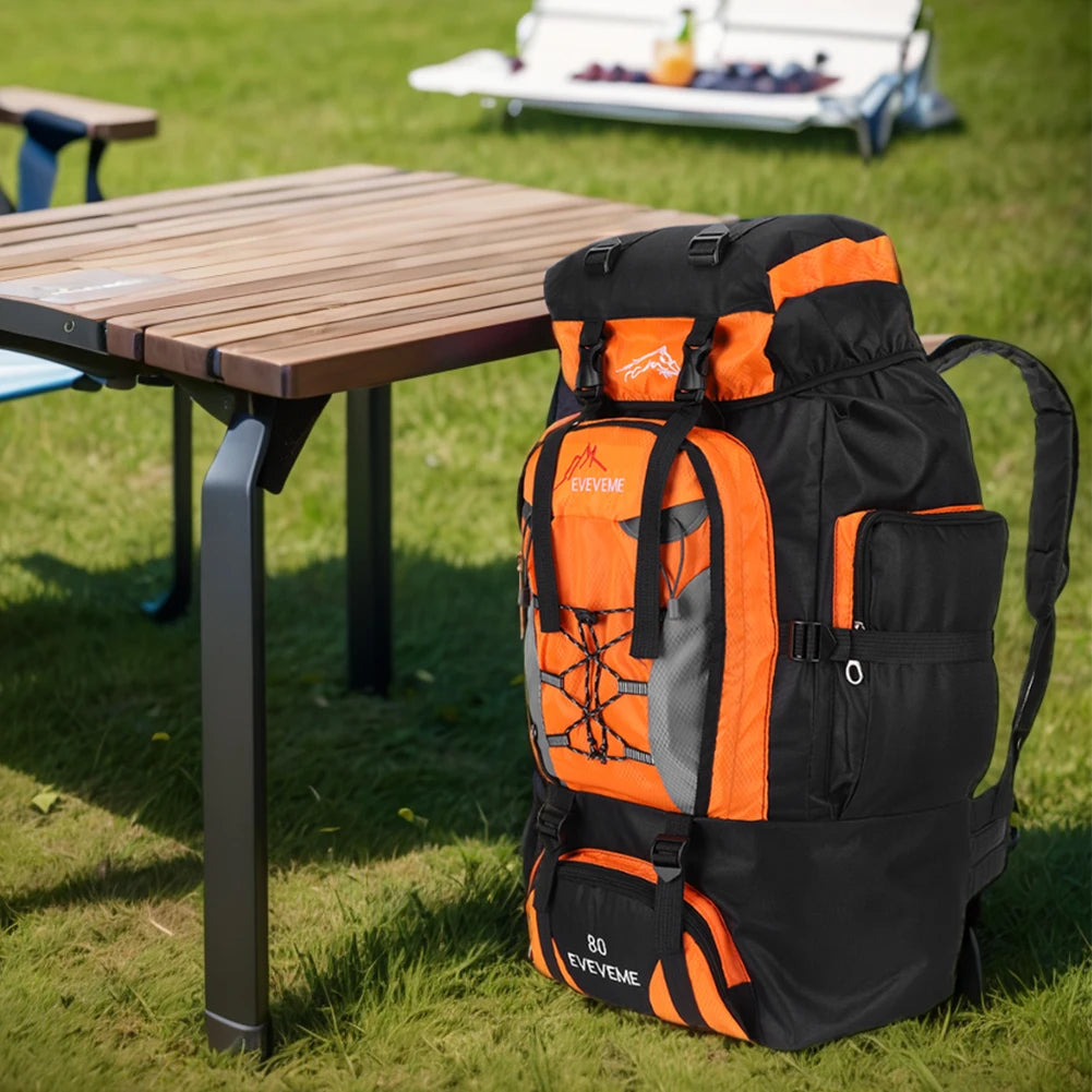 80L Climbing Backpack Large Capacity Fishing Backpack Adjustable Strap Mountain Climbing Rucksack for Outdoor Sports