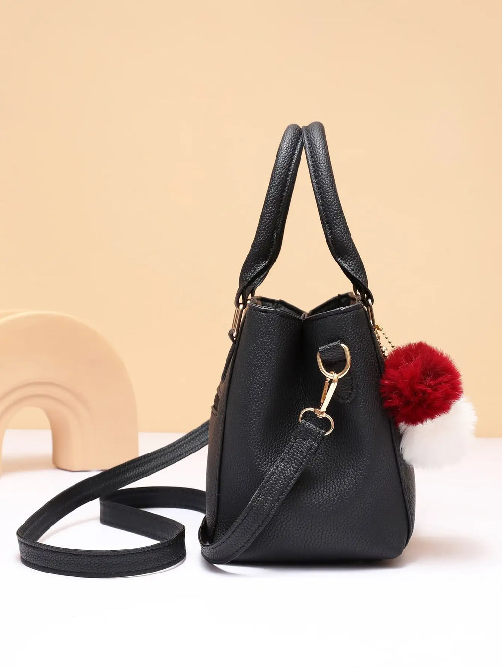 PU Leather Ladies HandBags Women Vintage Purse Plush Tassel Messenger Bags Tote Boston Shoulder Crossbody Bag