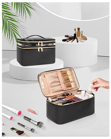 Makeup Bag Portable Cosmetic Bag Large Capacity Travel Makeup Case Organizer Black For Women Toiletry Bag for Girls Traveling