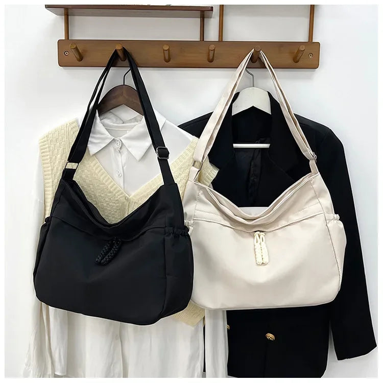Double Sided Pocket Canvas Bag, Nylon Underarm Shoulder Bag, Fashionable Messenger Bags for Women's Daily Use Work Travel Outing