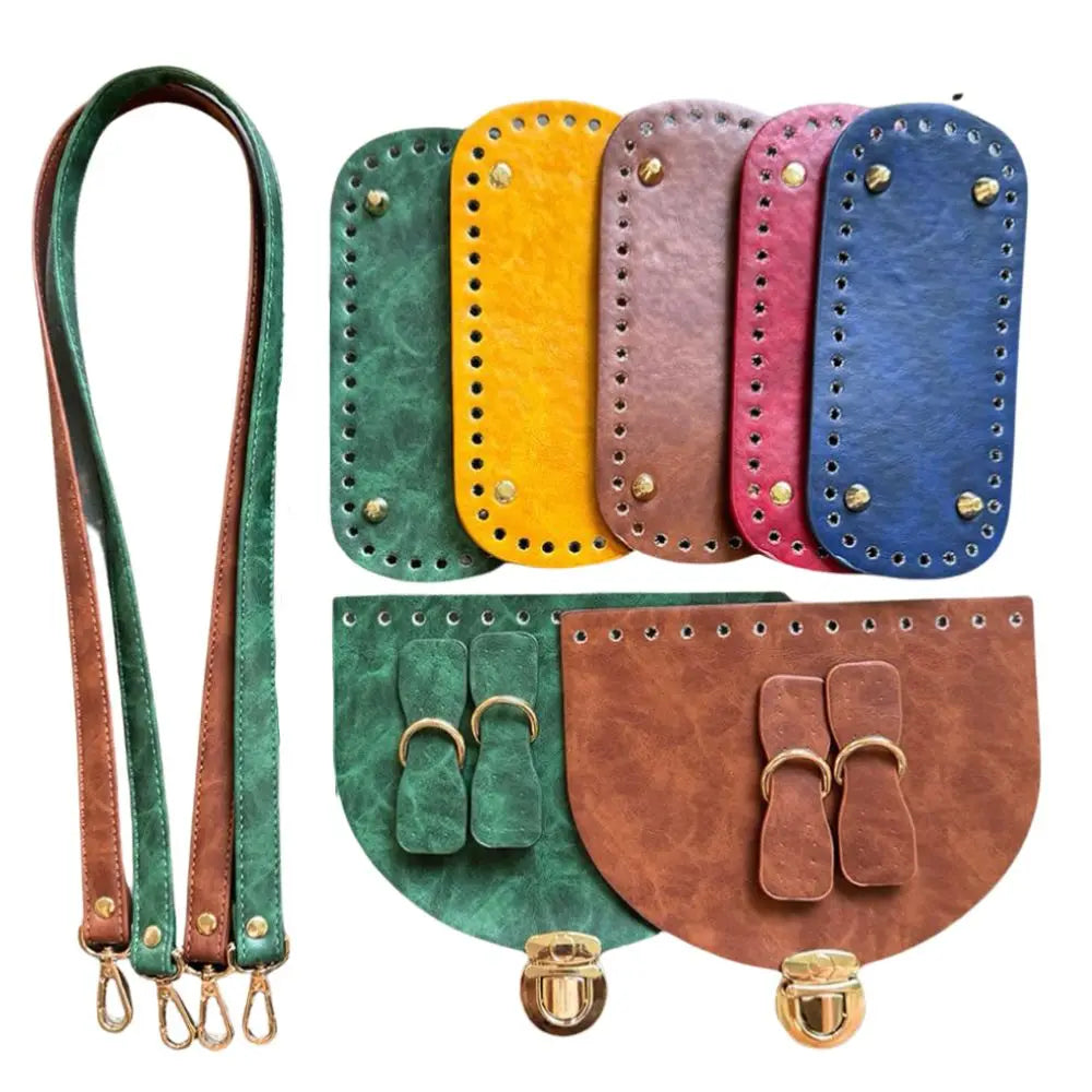 Hot Sale 1Set Accessories For Handbags 5pcs Diy Crochet Bag Kit Handmade Bag Bottom New Diy Leather Bag Strap For Making Bags